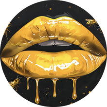 Lade das Bild in den Galerie-Viewer, Aluminiumbild Glänzende Honig Lippen mit Bienen Kreis
