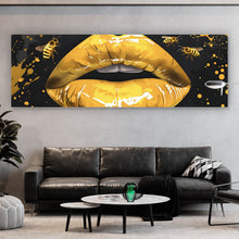 Lade das Bild in den Galerie-Viewer, Spannrahmenbild Glänzende Honig Lippen mit Bienen Panorama
