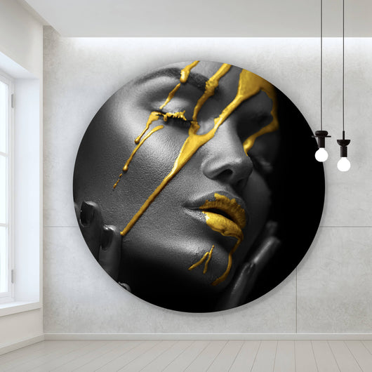 Aluminiumbild Golden Face Kreis