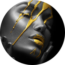 Lade das Bild in den Galerie-Viewer, Aluminiumbild gebürstet Golden Face Kreis
