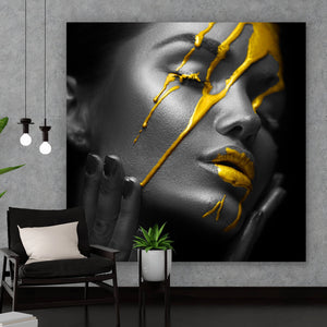 Leinwandbild Golden Face Quadrat