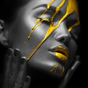 Aluminiumbild Golden Face Quadrat