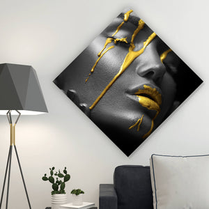 Leinwandbild Golden Face Raute