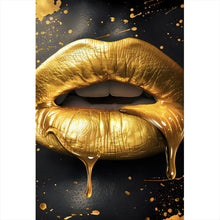 Lade das Bild in den Galerie-Viewer, Poster Goldene Honig Lippen mit Bienen Hochformat
