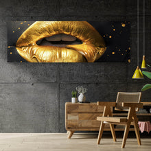 Lade das Bild in den Galerie-Viewer, Aluminiumbild Goldene Honig Lippen mit Bienen Panorama
