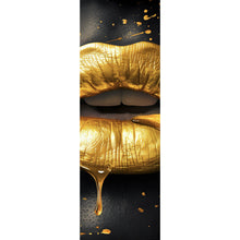 Lade das Bild in den Galerie-Viewer, Aluminiumbild Goldene Honig Lippen mit Bienen Panorama Hoch
