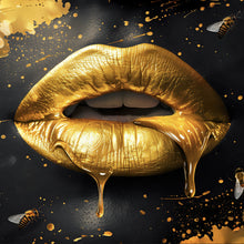 Lade das Bild in den Galerie-Viewer, Poster Goldene Honig Lippen mit Bienen Quadrat
