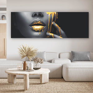 Poster Goldene Lippen Panorama