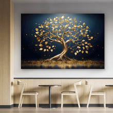 Lade das Bild in den Galerie-Viewer, Aluminiumbild Goldener Baum am Wasser Querformat
