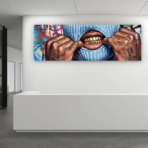 Spannrahmenbild Mann mit Maske Why so Serious Panorama