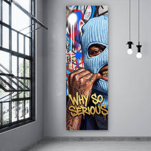 Lade das Bild in den Galerie-Viewer, Aluminiumbild Mann mit Maske Why so Serious Panorama Hoch
