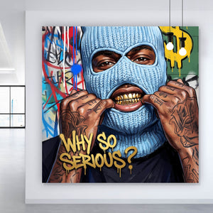 Acrylglasbild Mann mit Maske Why so Serious Quadrat