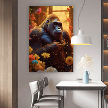 Lade das Bild in den Galerie-Viewer, Aluminiumbild Gorilla mit Schmetterling Digital Art Hochformat
