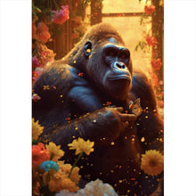 Lade das Bild in den Galerie-Viewer, Acrylglasbild Gorilla mit Schmetterling Digital Art Hochformat
