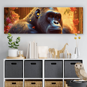Leinwandbild Gorilla mit Schmetterling Digital Art Panorama
