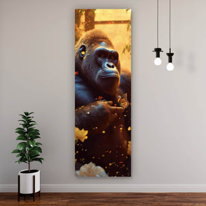 Spannrahmenbild Gorilla mit Schmetterling Digital Art Panorama Hoch