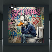 Lade das Bild in den Galerie-Viewer, Aluminiumbild Graffiti Ente auf der Toilette Quadrat
