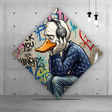Lade das Bild in den Galerie-Viewer, Aluminiumbild Graffiti Ente auf der Toilette Raute
