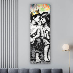 Poster Graffiti Liebe zweier Kinder Panorama Hoch