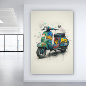 Poster Graffiti Motorroller mit Berliner Schriftzug Hochformat
