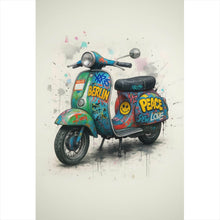 Lade das Bild in den Galerie-Viewer, Spannrahmenbild Graffiti Motorroller mit Berliner Schriftzug Hochformat
