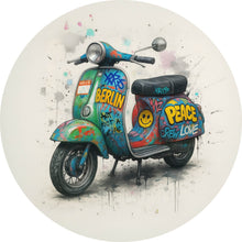 Lade das Bild in den Galerie-Viewer, Aluminiumbild Graffiti Motorroller mit Berliner Schriftzug Kreis
