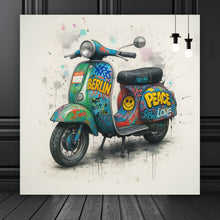 Lade das Bild in den Galerie-Viewer, Poster Graffiti Motorroller mit Berliner Schriftzug Quadrat
