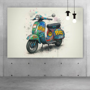 Acrylglasbild Graffiti Motorroller mit Berliner Schriftzug Querformat