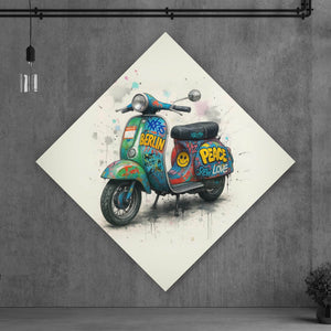 Poster Graffiti Motorroller mit Berliner Schriftzug Raute