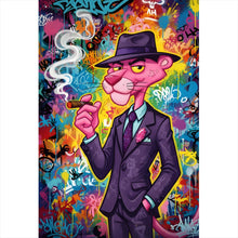 Lade das Bild in den Galerie-Viewer, Acrylglasbild Graffiti Panther raucht Zigarre Hochformat
