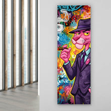 Lade das Bild in den Galerie-Viewer, Poster Graffiti Panther raucht Zigarre Panorama Hoch
