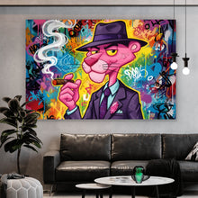 Lade das Bild in den Galerie-Viewer, Poster Graffiti Panther raucht Zigarre Querformat
