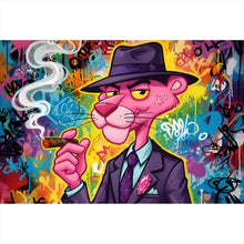 Lade das Bild in den Galerie-Viewer, Poster Graffiti Panther raucht Zigarre Querformat
