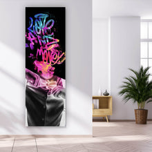 Lade das Bild in den Galerie-Viewer, Leinwandbild Graffitikunst Love and Money Panorama Hoch
