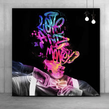 Lade das Bild in den Galerie-Viewer, Spannrahmenbild Graffitikunst Love and Money Quadrat
