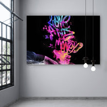 Lade das Bild in den Galerie-Viewer, Leinwandbild Graffitikunst Love and Money Querformat
