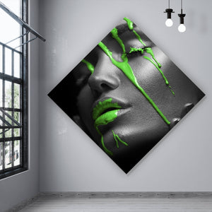Leinwandbild Green Lips Raute