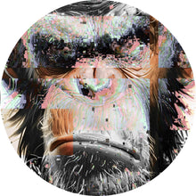 Lade das Bild in den Galerie-Viewer, Aluminiumbild Grimmiges Affen Portrait Pixel Stil Kreis
