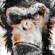 Lade das Bild in den Galerie-Viewer, Aluminiumbild Grimmiges Affen Portrait Pixel Stil Quadrat
