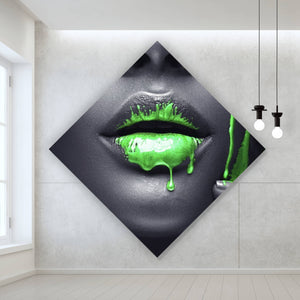 Poster Grüne Lippen Raute