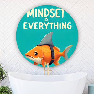 Aluminiumbild gebürstet Haifisch Mindset is Everything Kreis