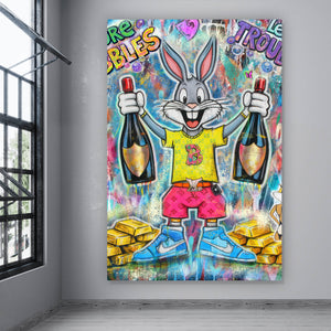 Poster Hase in Feierlaune Hochformat