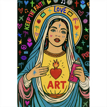 Lade das Bild in den Galerie-Viewer, Acrylglasbild Heilige Maria als buntes Pop Art Hochformat
