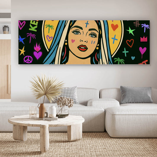 Poster Heilige Maria als buntes Pop Art Panorama