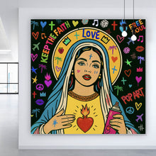 Lade das Bild in den Galerie-Viewer, Acrylglasbild Heilige Maria als buntes Pop Art Quadrat

