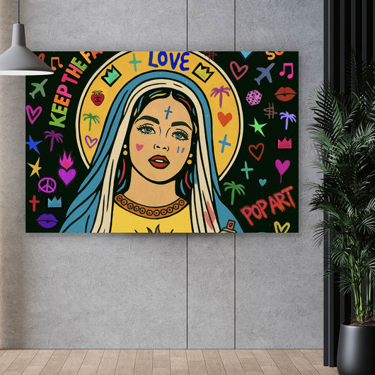 Poster Heilige Maria als buntes Pop Art Querformat