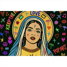 Lade das Bild in den Galerie-Viewer, Leinwandbild Heilige Maria als buntes Pop Art Querformat
