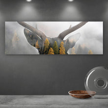 Lade das Bild in den Galerie-Viewer, Poster Hirsch Silhouette mit Wald Panorama
