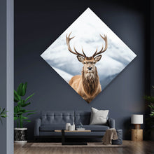 Lade das Bild in den Galerie-Viewer, Acrylglasbild Hirsch vor schneebedeckten Berglandschaft Raute
