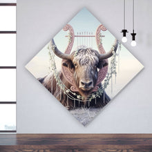 Lade das Bild in den Galerie-Viewer, Aluminiumbild Hochlandrind Mit Dekorativer Harfe Raute
